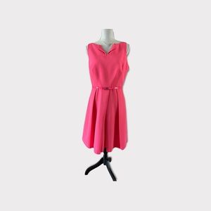 BRIGHT Pink Ted Baker Fit and Flair Sleeveless Dress - Size XL (4)